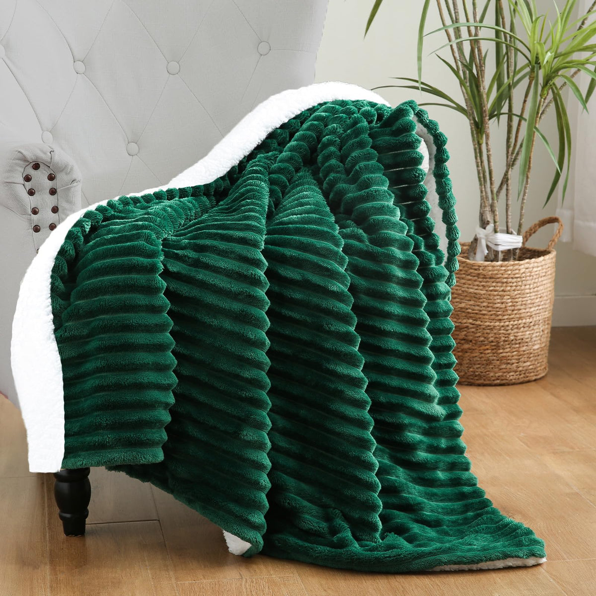 Burnt Orange Sherpa Fleece Throw Blanket 50”×60”Double-sided for Couch