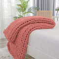 Bigacogo Chunky Knit Throw Blanket for Couch, 40x60 inches, Beige