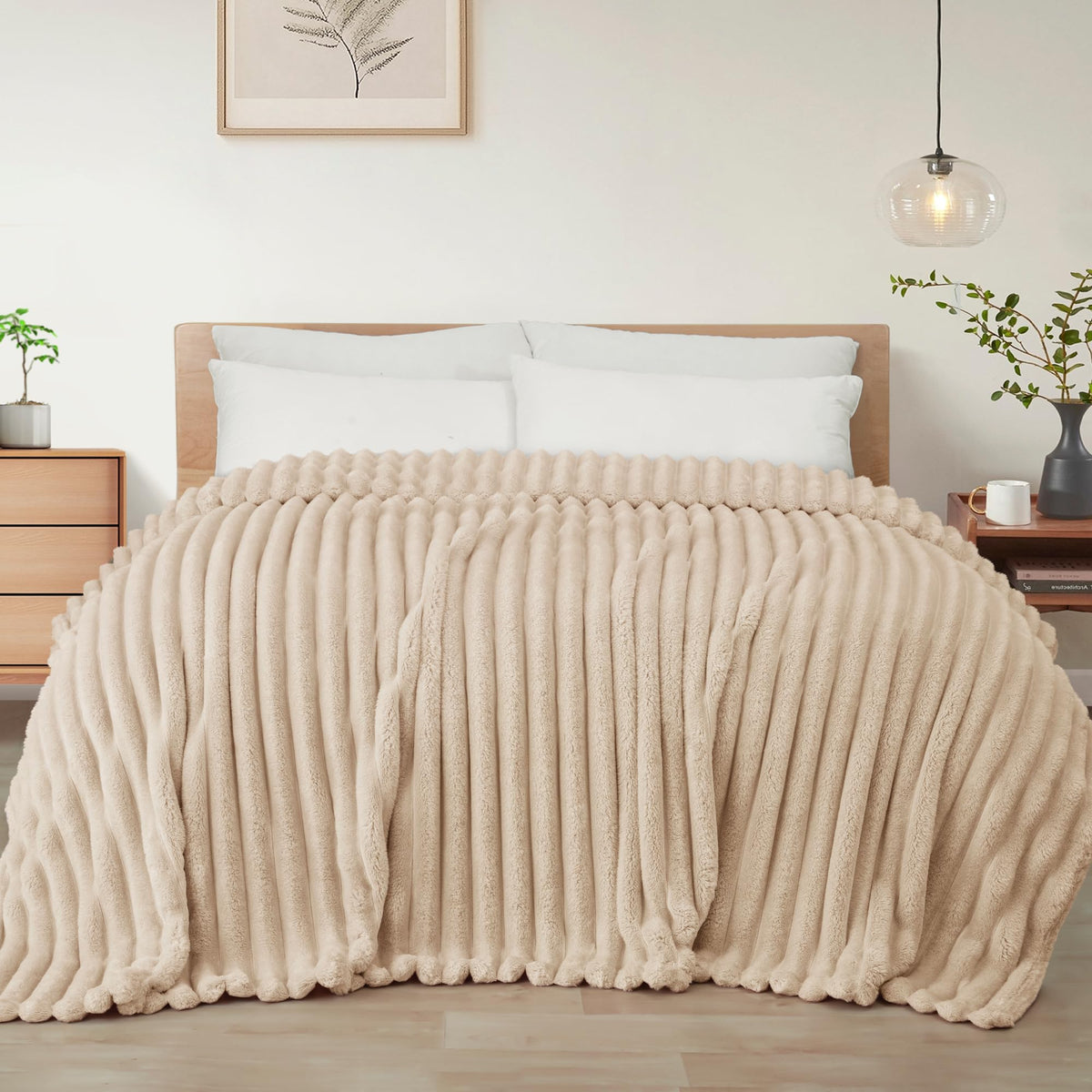 Exclusivo Mezcla Striped Fleece Throw Blanket for Couch, Sofa, Bed, 50"x60"