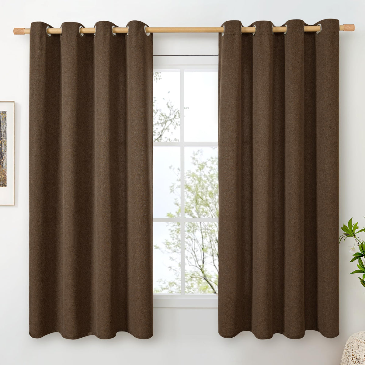 BGment Oatmeal Linen Curtains for Living Room 95 Inch Length 2 Panels Set, Privacy Drapes Light Filtering with Grommet for Farmhouse Bedroom No See Through, Each 52 Inch Wide
