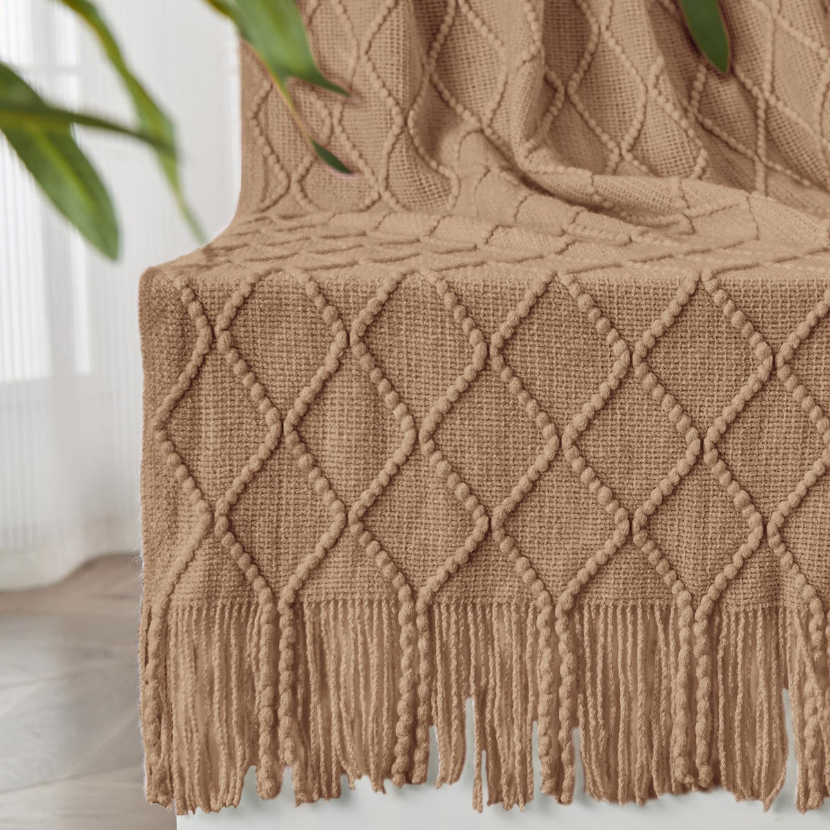 inhand Off White Knitted Throw Blanket for Couch and Bed, 50"x60"