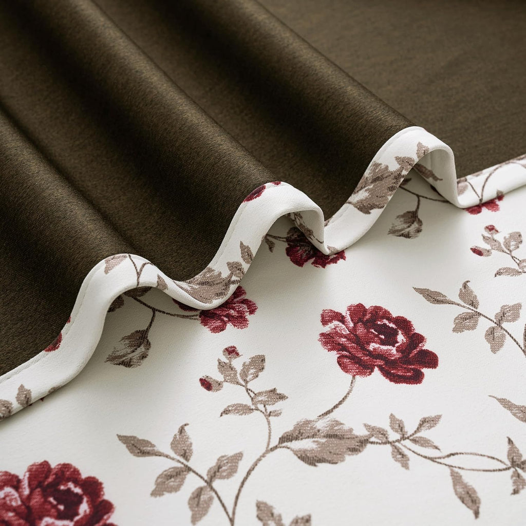 Beauoop Floral 100% Blackout Curtains for Bedroom Red Brown 52x84 2 Panels