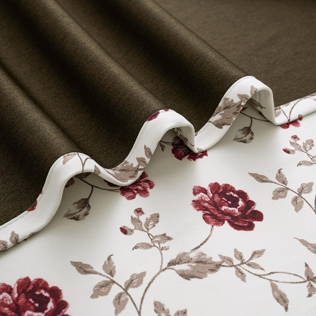 Beauoop Floral 100% Blackout Curtains for Bedroom Red Brown 52x84 2 Panels