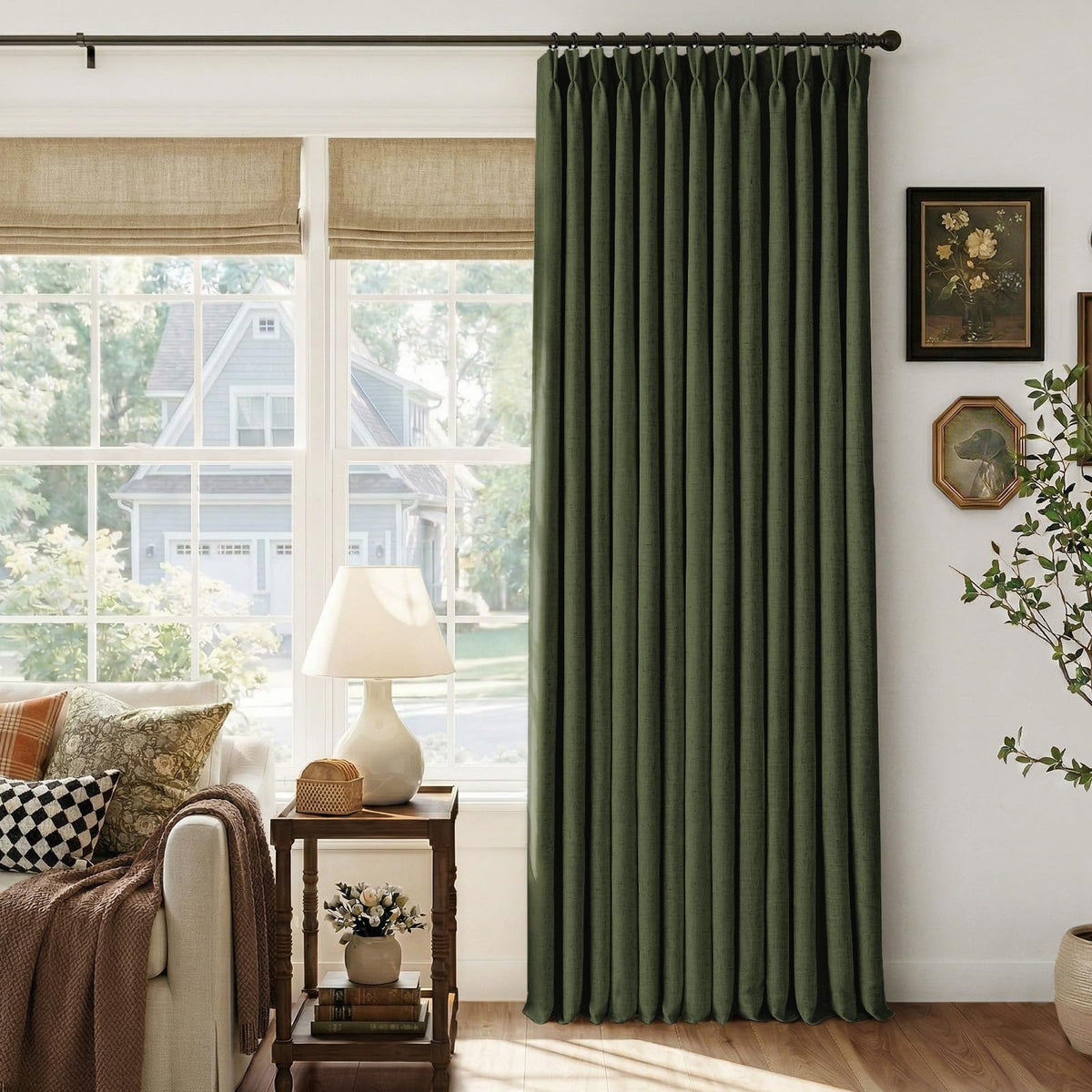 CAPALOCA Extra 70 Inch Wide Linen 100% Blackout Curtains 84 Inch Long