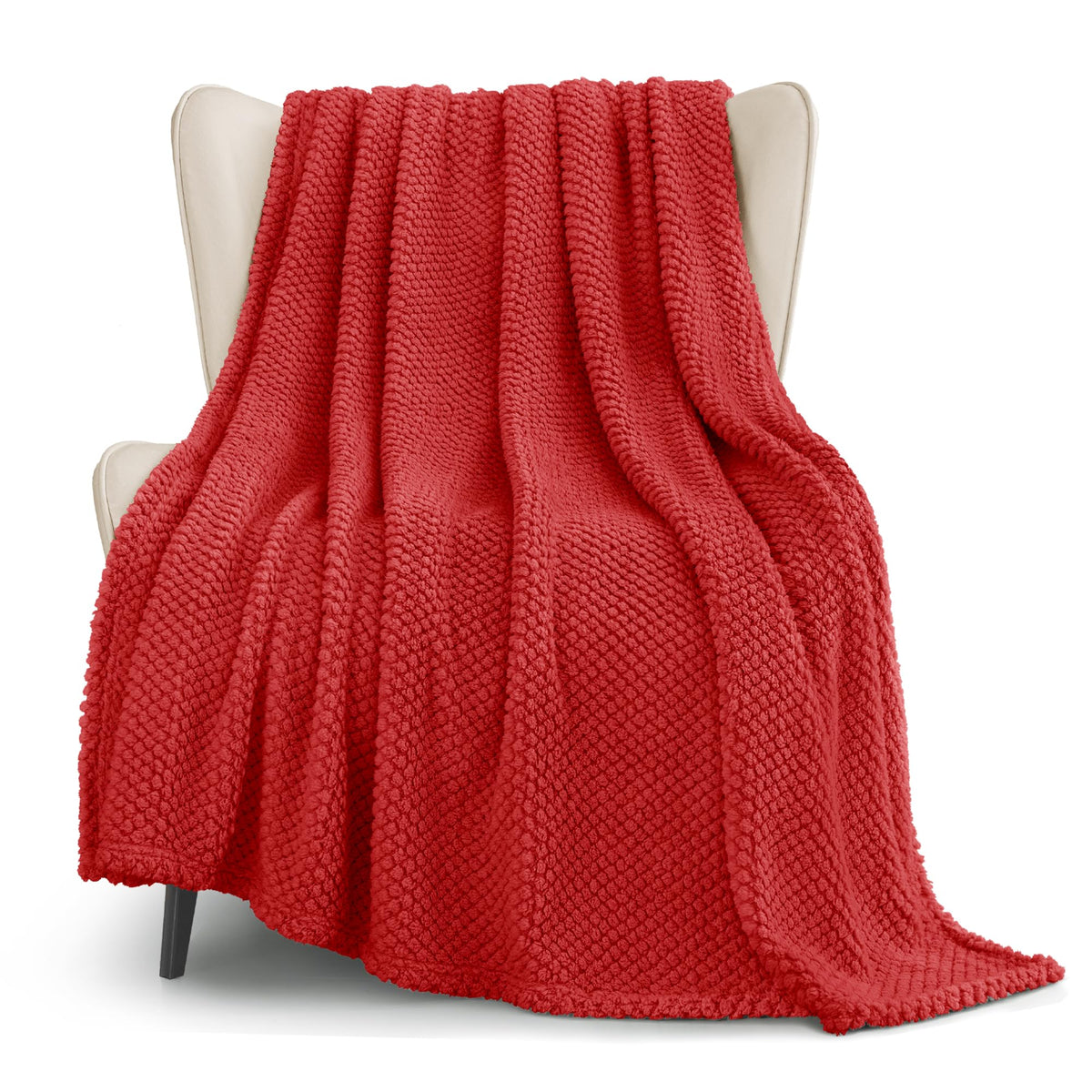 Whale Flotilla Extra Large Fuzzy Fleece Throw Blanket for Couch, 50x70 Inch Fluffy Warm Soft Jacquard Blankets for All Season, Lightweight and Cozy, Ivory