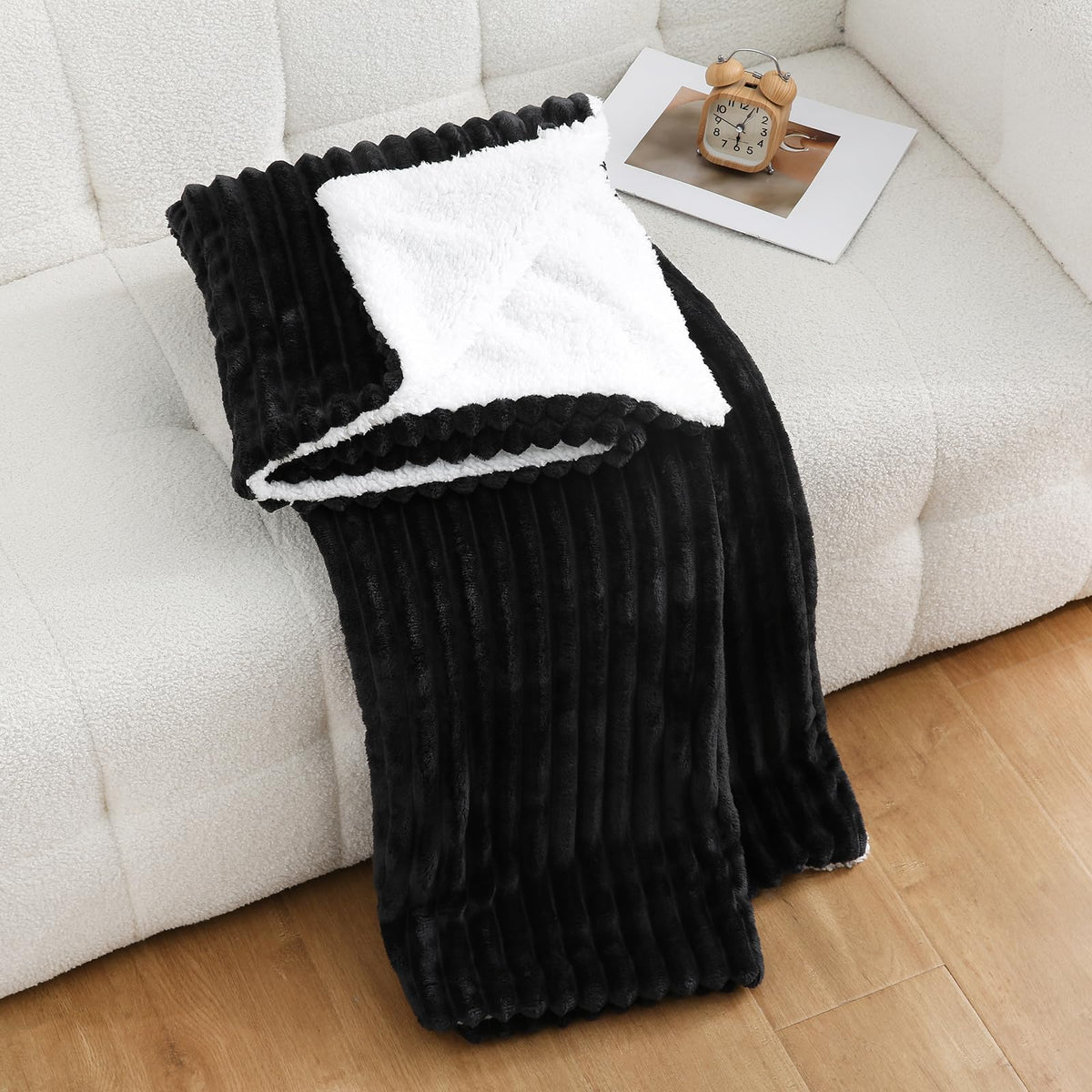 Burnt Orange Sherpa Fleece Throw Blanket 50”×60”Double-sided for Couch