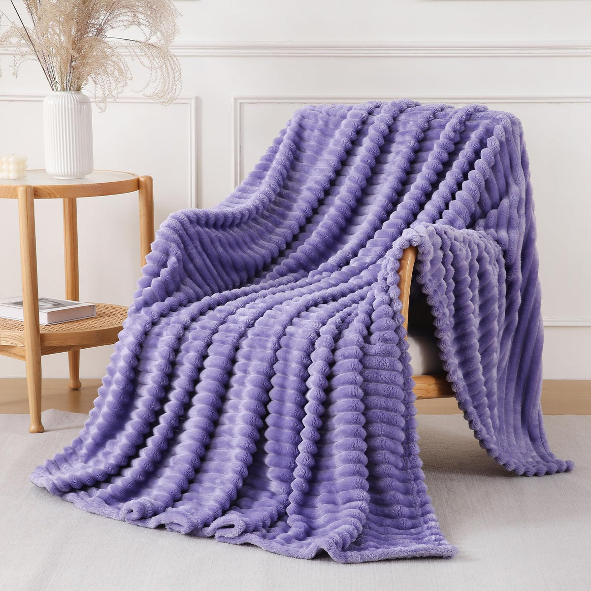 Khaki Throw Blanket for Couch Sofa 50x60 inches Striped Design