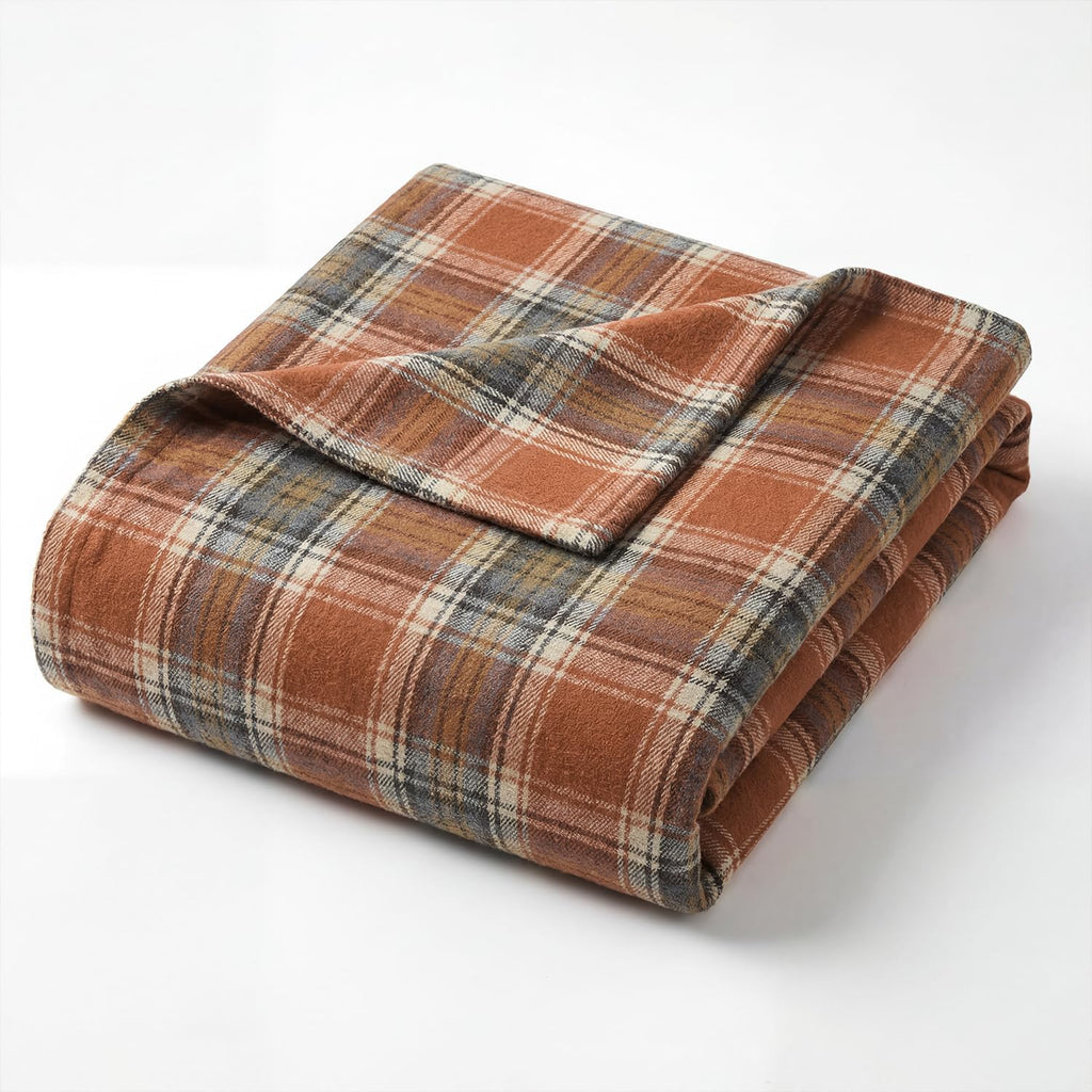 Horaldaily Rust Plaid Fall Decorative Throw Blanket 50x60