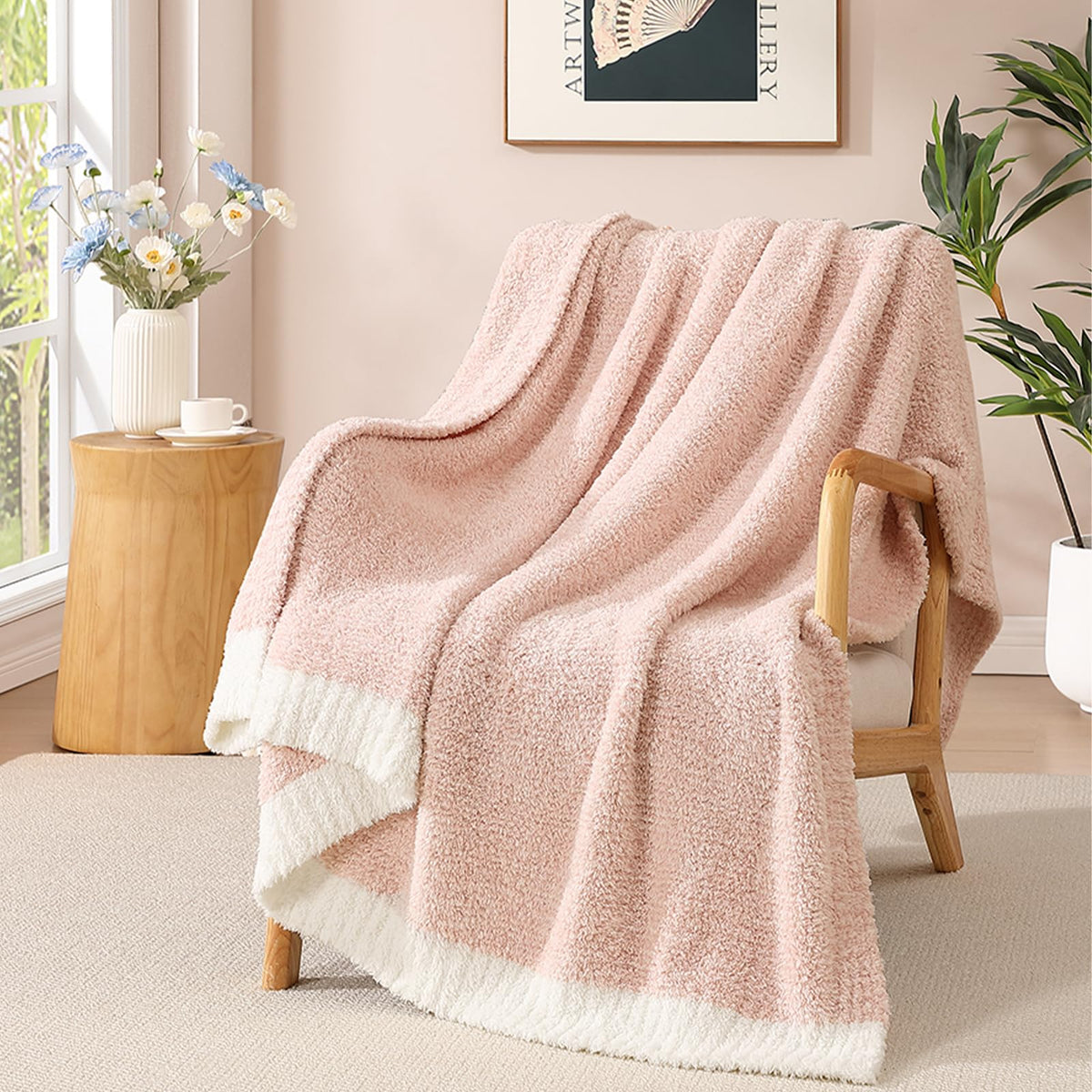 WRENSONGE Soft Checkered Throw Blanket for Couch-Cozy Warm Knitted Blankets