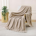 Light Blue Fleece Throw Blanket 50"×60" for Couch Sofa Bed