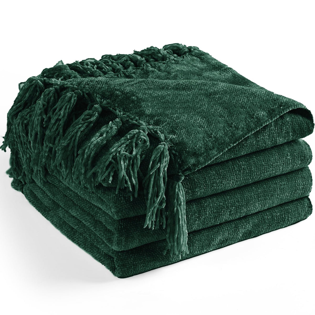 Chenille Throw Blanket for Couch 50" x 60", Olive Green