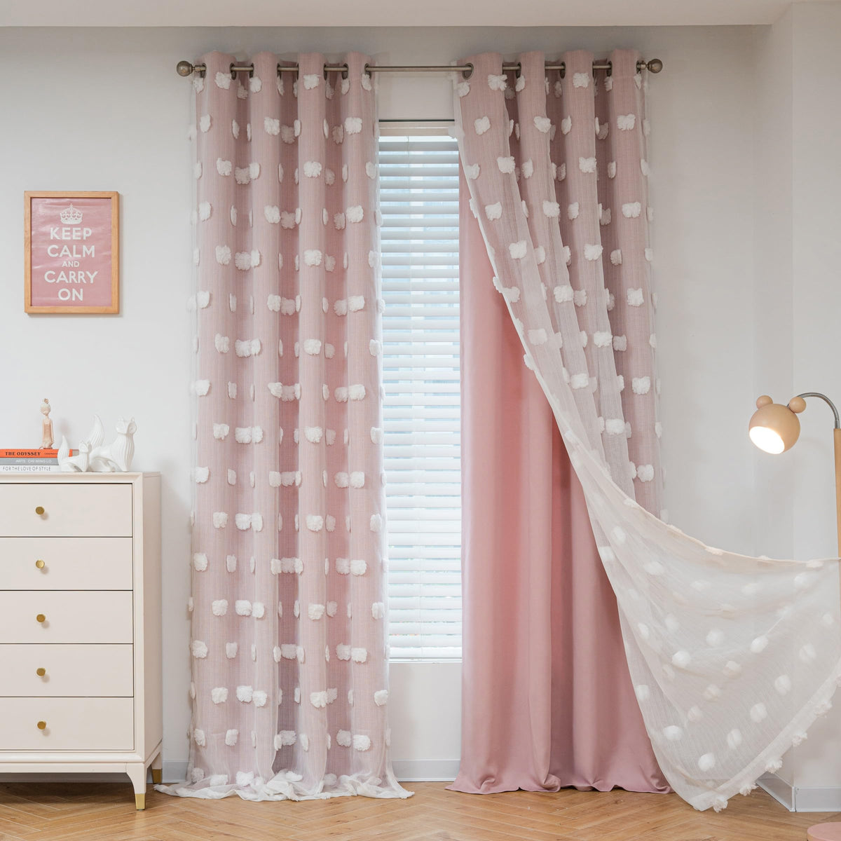 MYSKY HOME Beige Boho Curtains for Living Room 84 Inches Long Blackout Bohemian Curtains 2 Panels Beige Pom Pom Sheer Thermal Insulated Rustic Grommet Privacy Room Darkening Window Drapes 52" x 84"