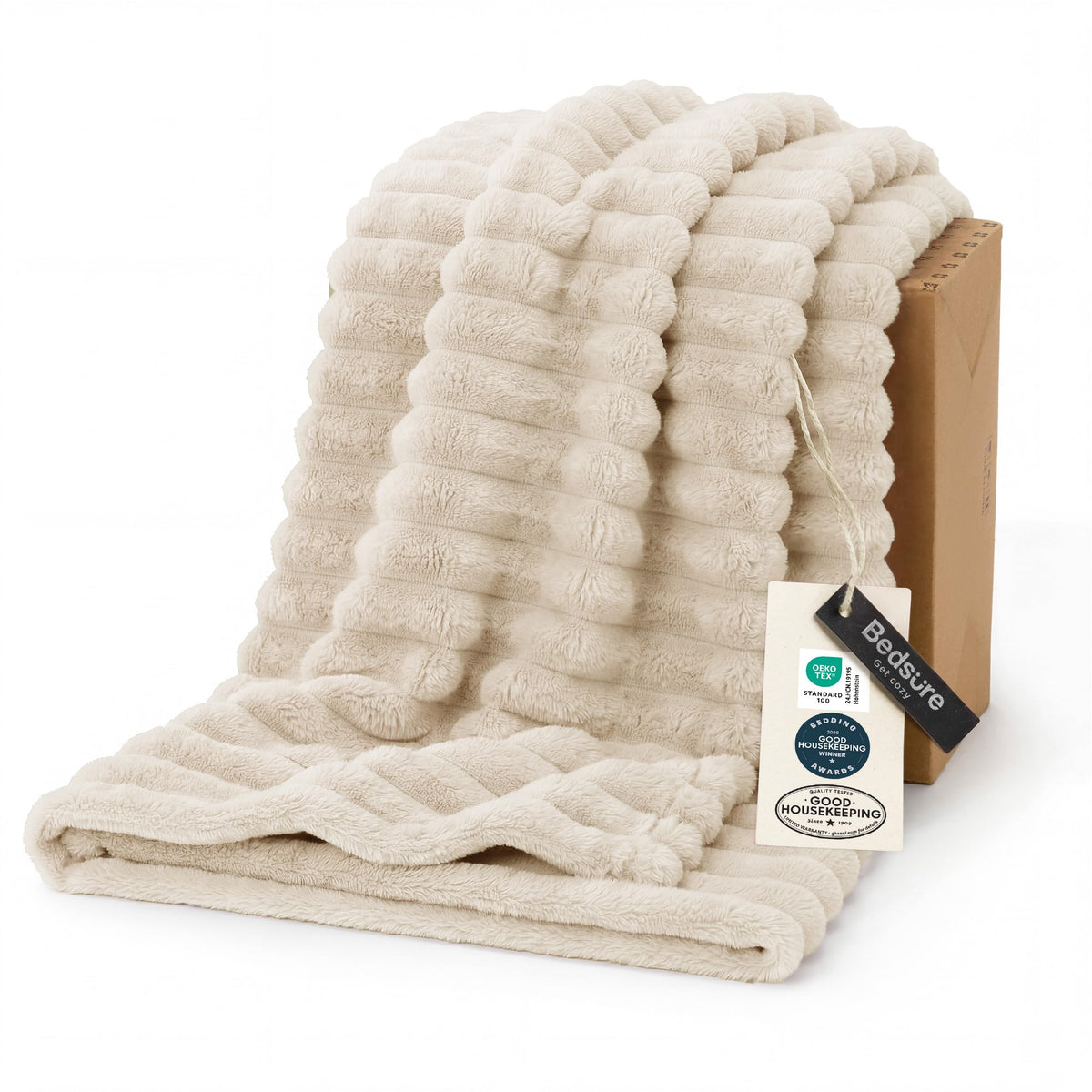 Bedsure GentleSoft White Throw Blanket for Couch - Halloween Fall Decorations for Home Living Room Decor, Cozy Fleece Fall Blanket for Sofa, Birthday Gifts for Women Mom Her, Off White, 50x60 Inches