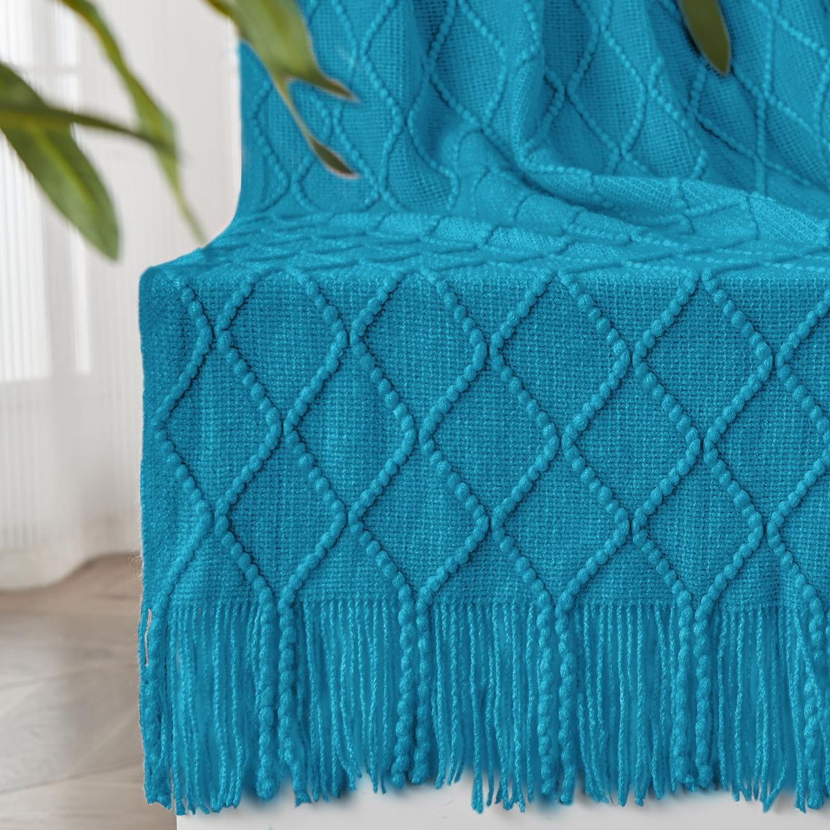 inhand Off White Knitted Throw Blanket for Couch and Bed, 50"x60"