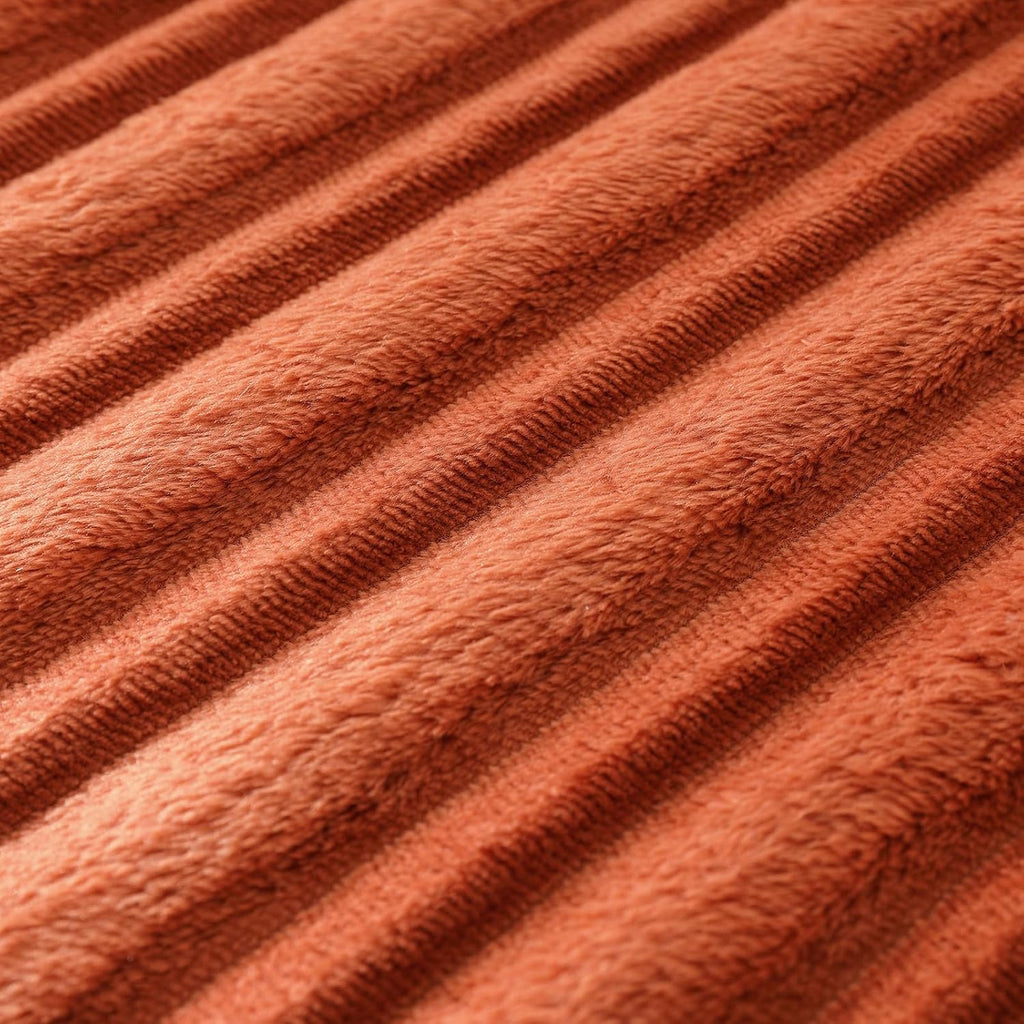 Puncuntex Burnt Orange Soft Throw Blanket 50"×60" for Couch Cozy 3D Striped