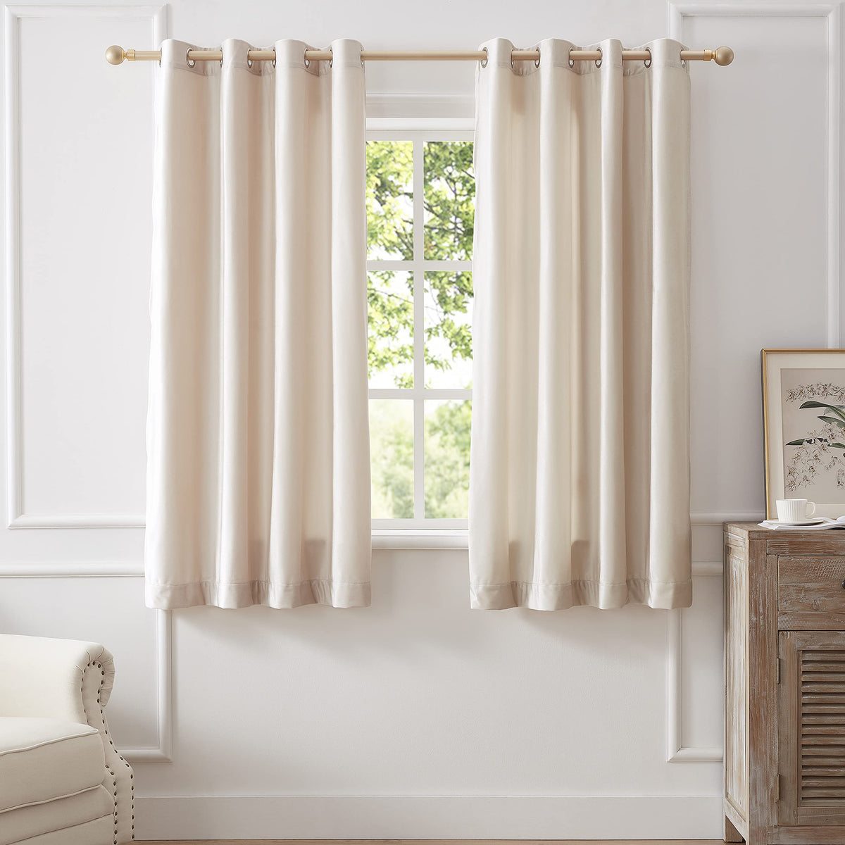 BULBUL Velvet Gold Grommet Blackout Curtains 84 inch Length for Living Room