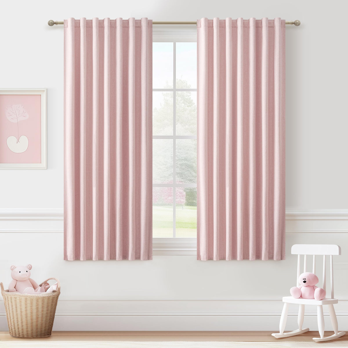 100% Blackout Curtains 84 Inch Length 2 Panels Set Farmhouse Style for Bedroom Windows/Living Room Thermal Insulated Neutral Boho Drapes Linen Blend Natural Ivory 7ft Long Hook Belt Pleated/Back Tab