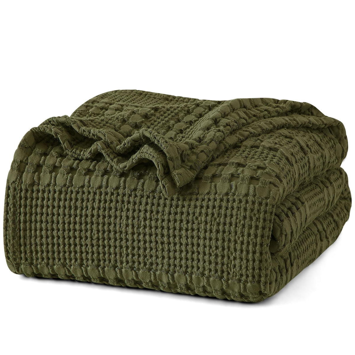 PHF Lightweight 100% Cotton Waffle Throw Blanket for Couch, Light Taupe