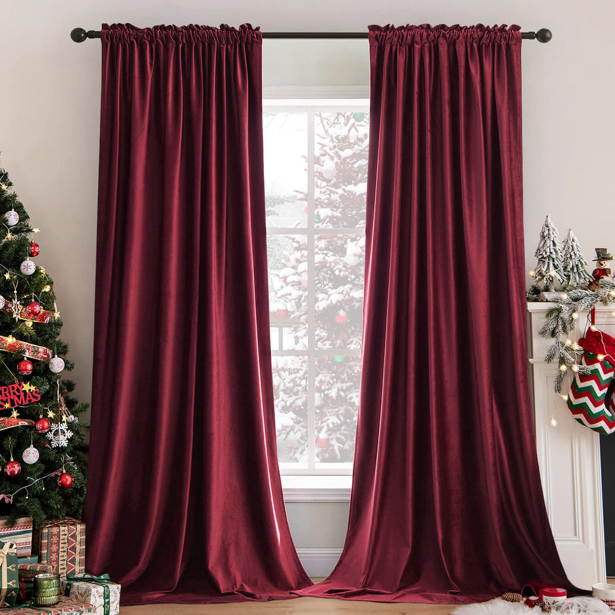 MIULEE Dusty Rose Pink Velvet Room Darkening Curtains for Bedroom W52 x L84