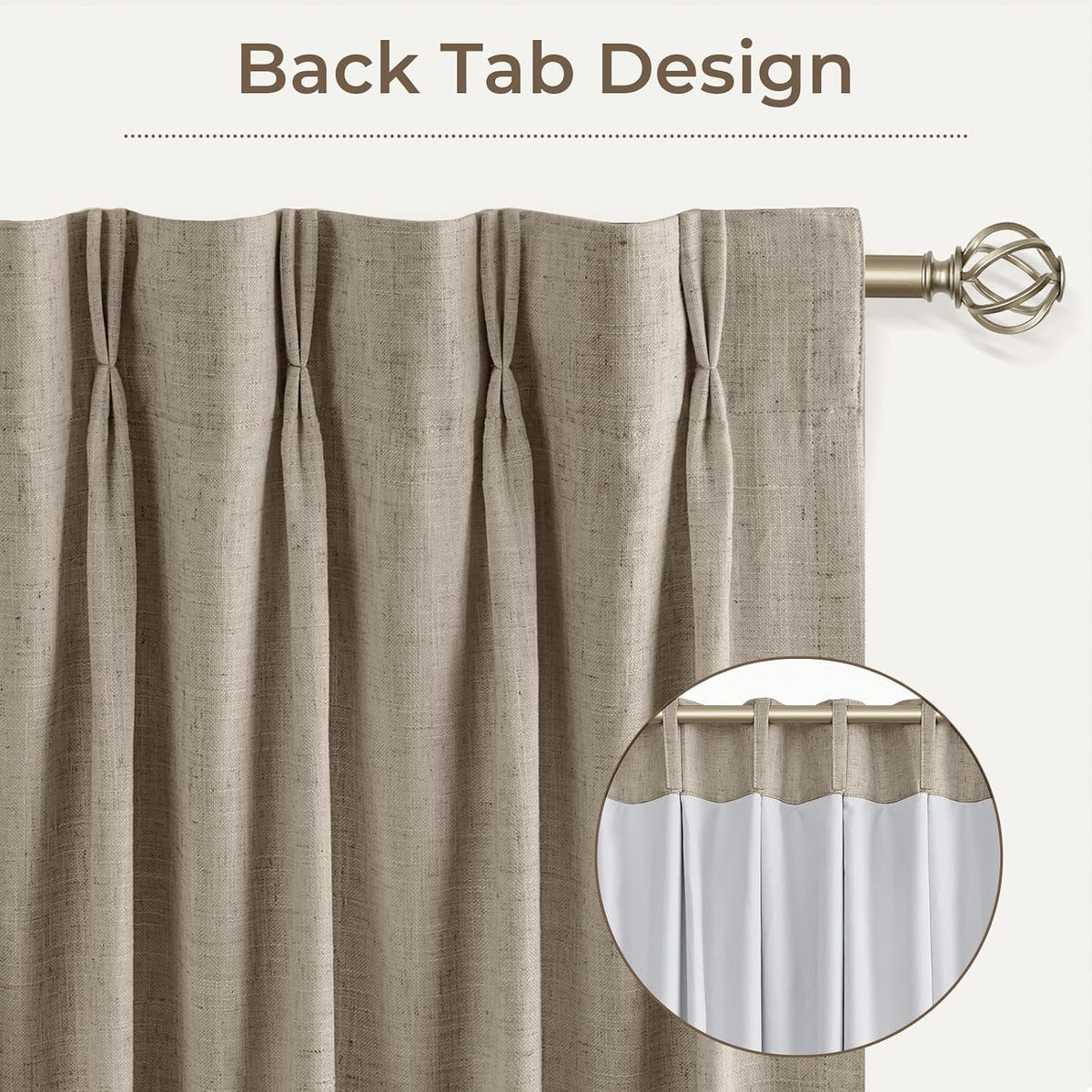 CAPALOCA Extra 60 Inch Wide Linen 100% Blackout Curtains 96 Inch Long
