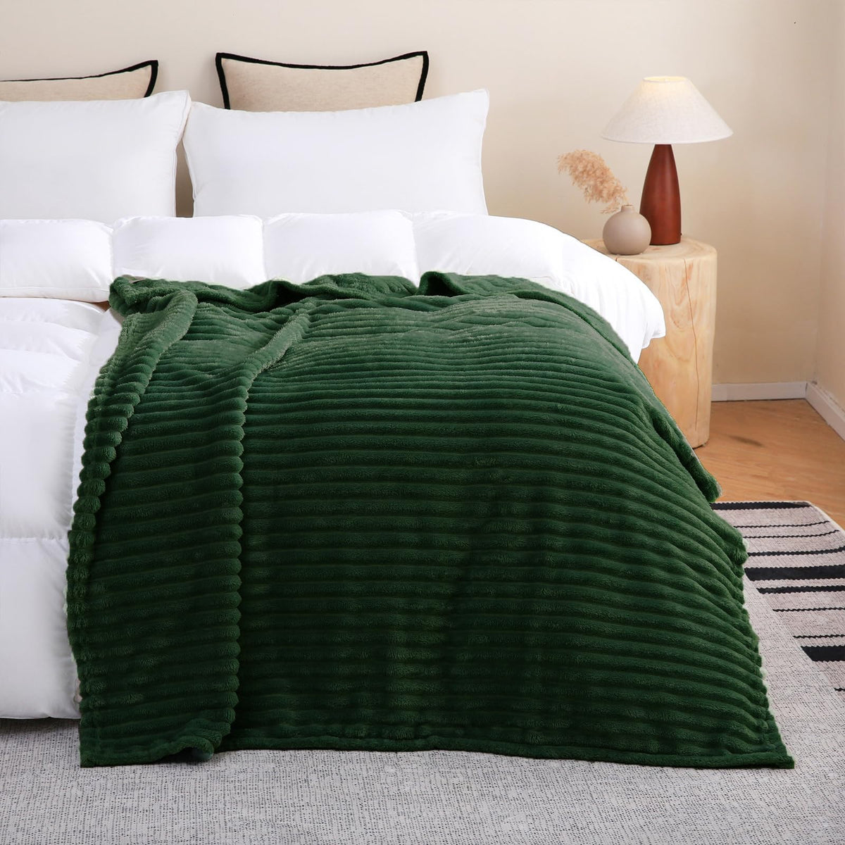Sage Green Fleece Throw Blanket 50”×60” for Couch Sofa Livingroom