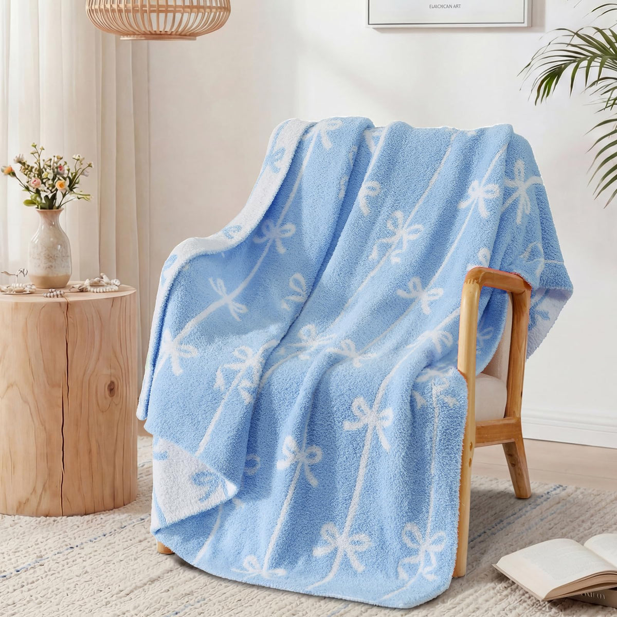 WRENSONGE Soft Checkered Throw Blanket for Couch-Cozy Warm Knitted Blankets