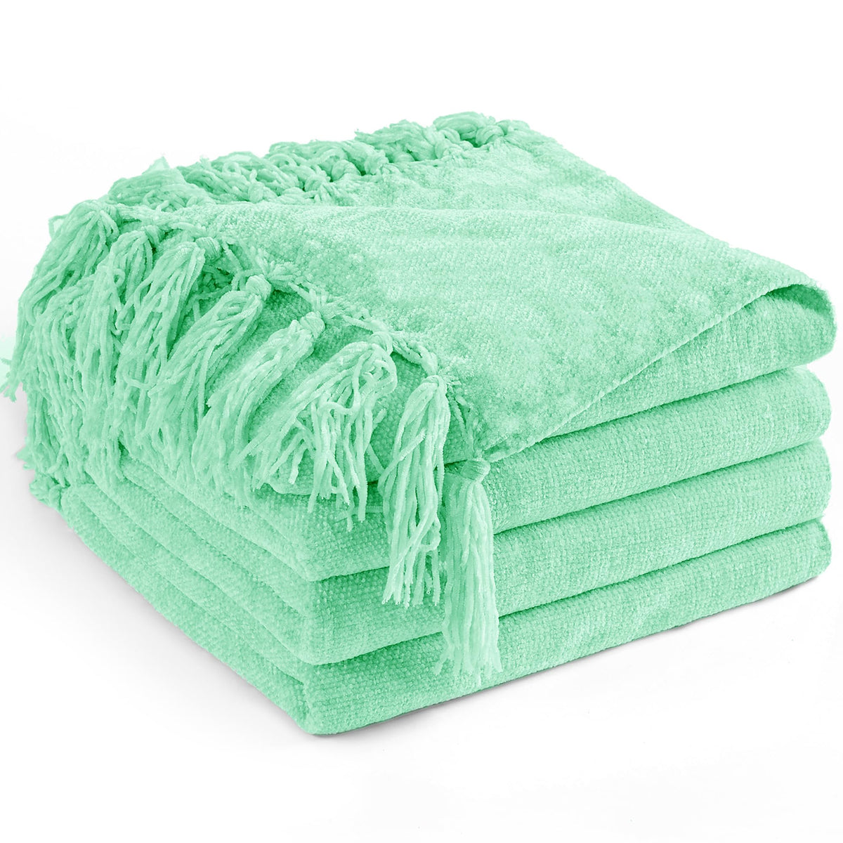 Chenille Throw Blanket for Couch 50" x 60", Olive Green