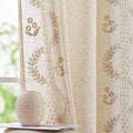 jinchan Floral Linen Curtains 84 Inch Farmhouse Back Tab 2 Panels