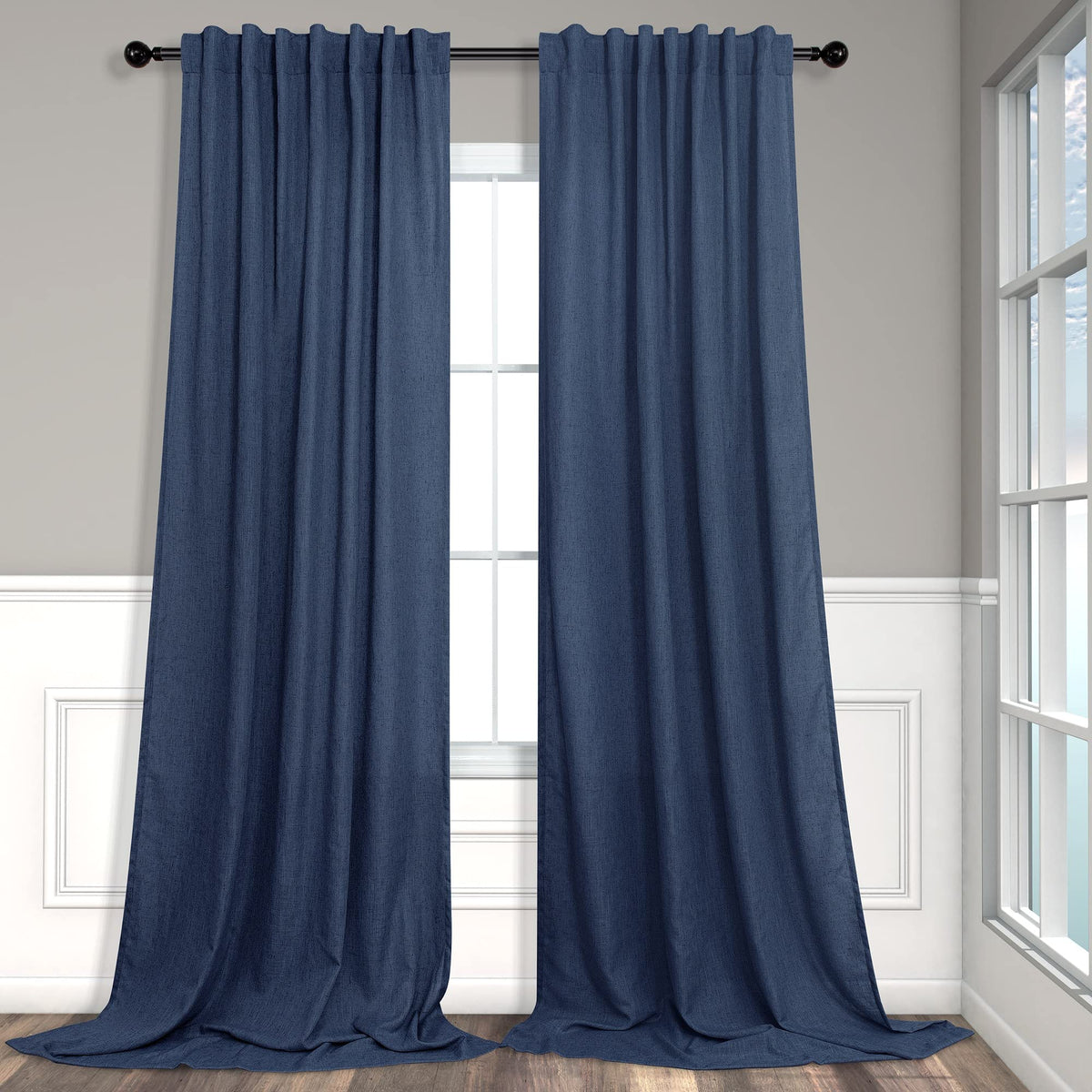 Natural Linen Back Tab Curtains 84 Inch Length for Living Room 2 Panel Pocket Drape Light Filtering Semi Sheer Neutral Country Rustic Farmhouse Boho Curtain Bedroom Muslin Look Ivory Cream Colored