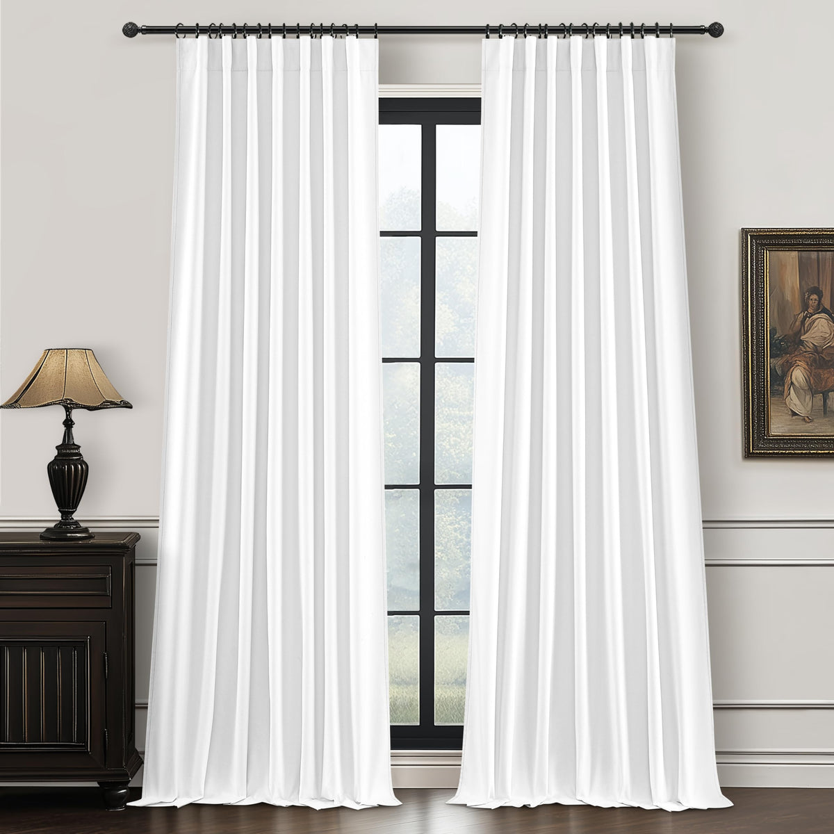 100% Blackout Curtains 84 Inch Length 2 Panels Set Farmhouse Style for Bedroom Windows/Living Room Thermal Insulated Neutral Boho Drapes Linen Blend Natural Ivory 7ft Long Hook Belt Pleated/Back Tab