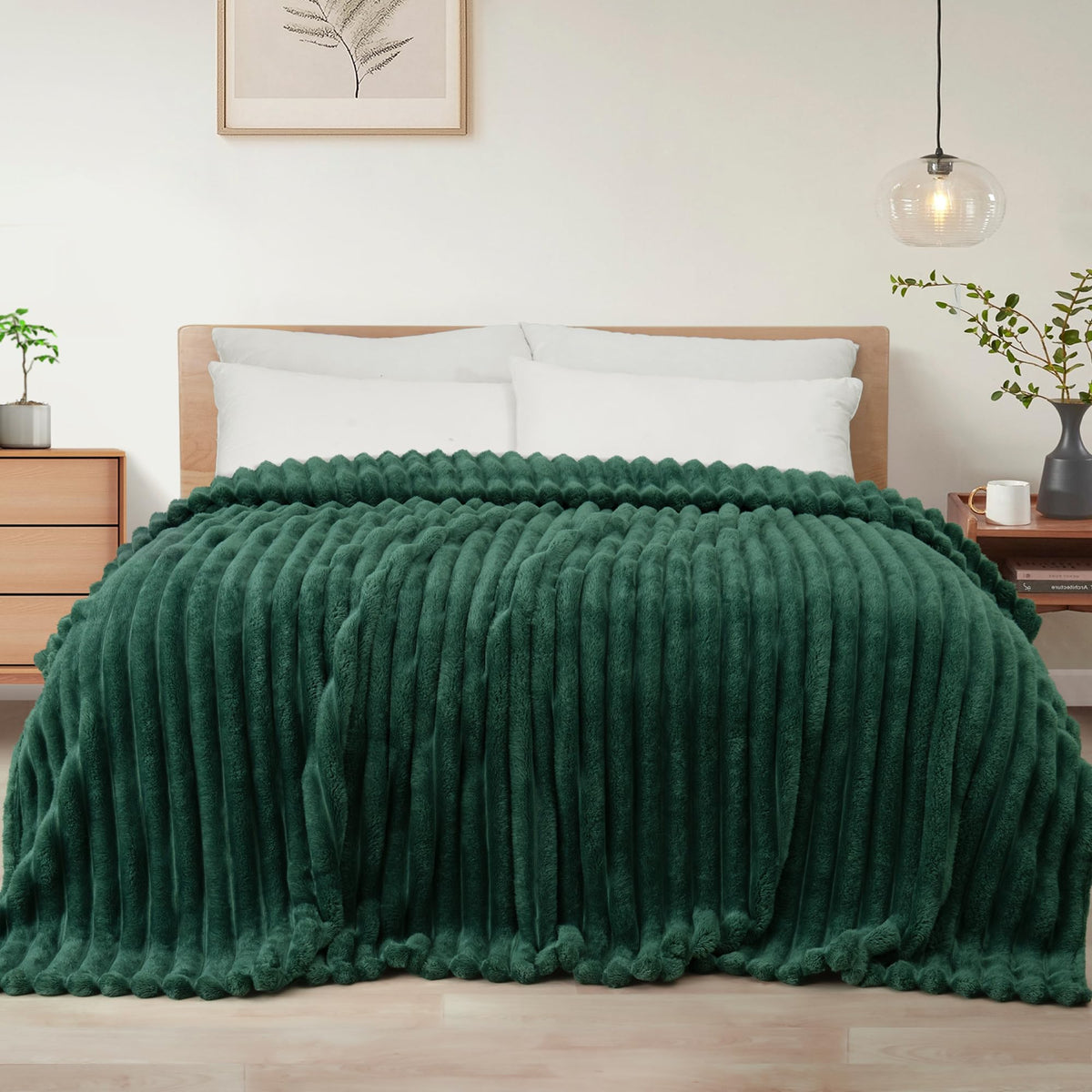 Exclusivo Mezcla Striped Fleece Throw Blanket for Couch, Sofa, Bed, 50"x60"