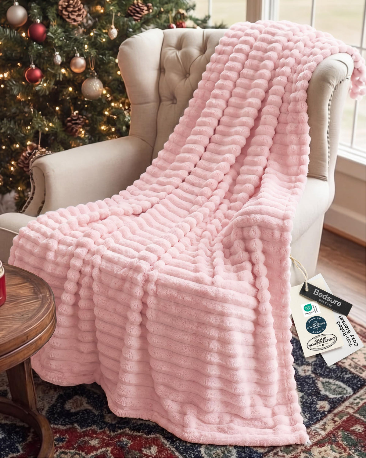 Bedsure GentleSoft White Throw Blanket for Couch - Halloween Fall Decorations for Home Living Room Decor, Cozy Fleece Fall Blanket for Sofa, Birthday Gifts for Women Mom Her, Off White, 50x60 Inches