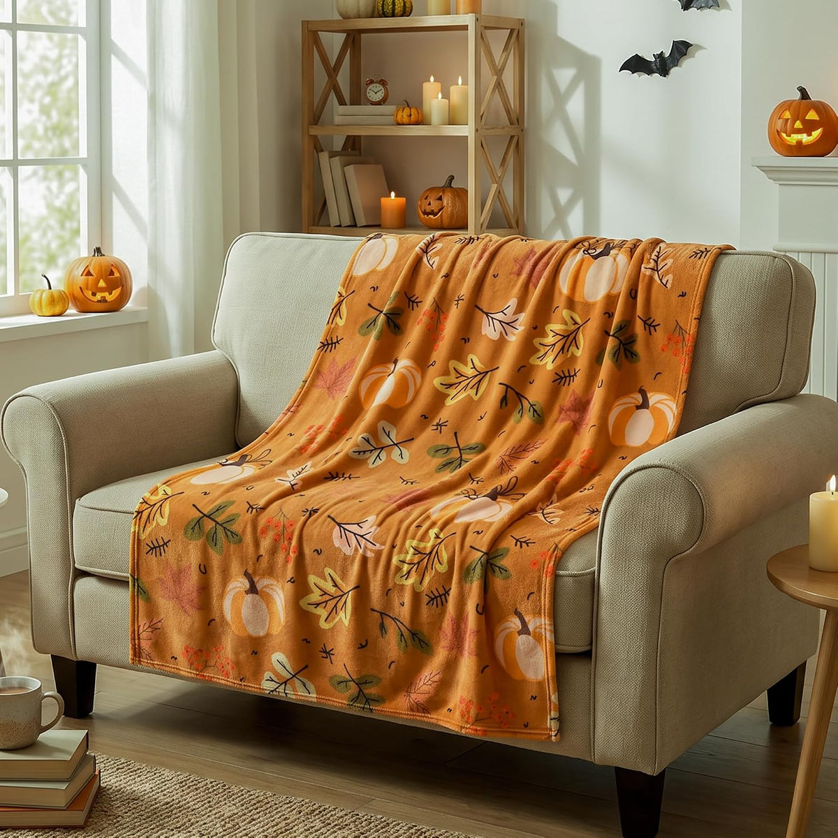 Autumn Harvest Flannel Throw Blanket, W50 x L70in