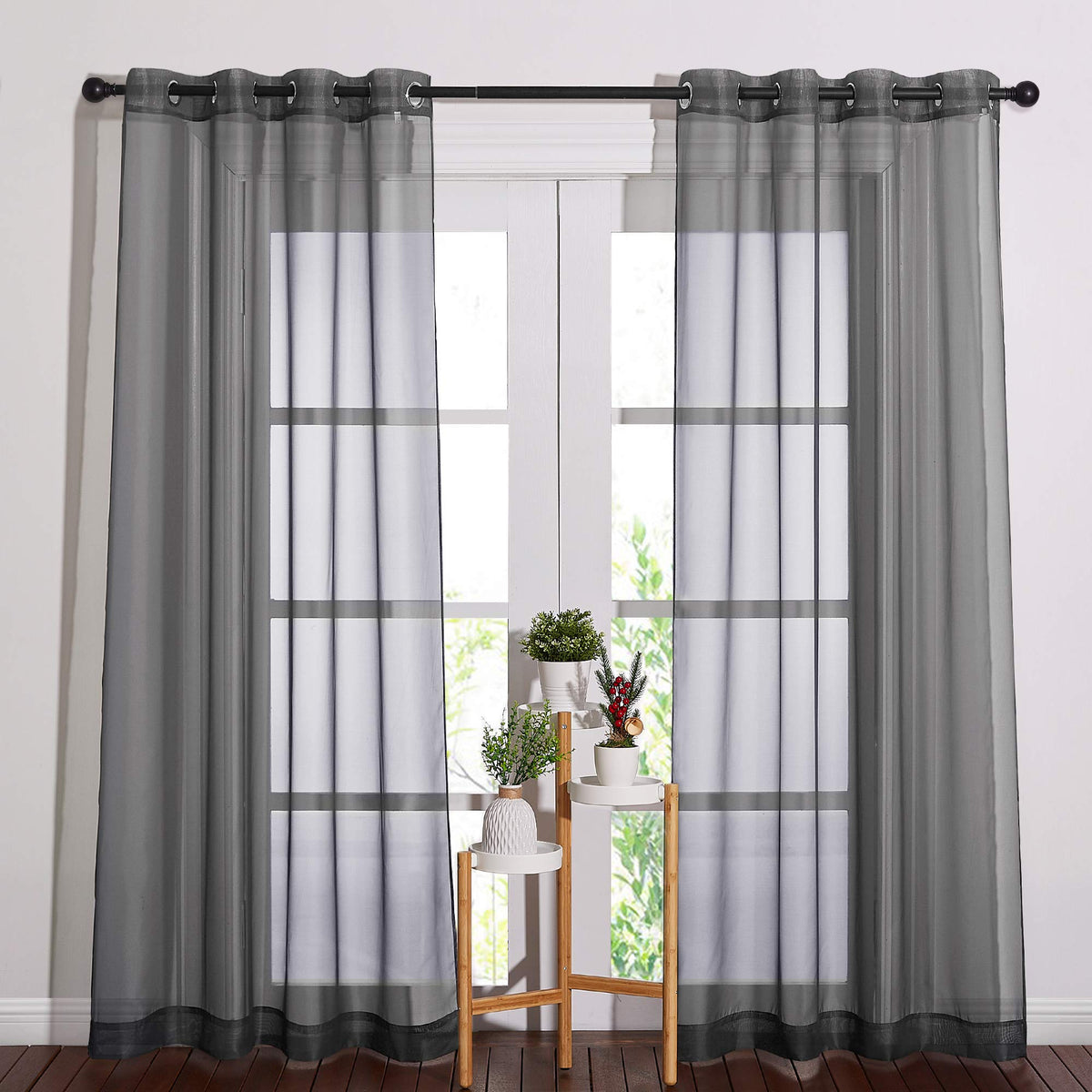 NICETOWN White Sheer Curtains & Drapes 96 inches Long for Living Room - Grommet Top Solid Lightweight & Airy Gauzy Window Treatments with Light Filtering for Bedroom, 2 Panels, W54 x L96