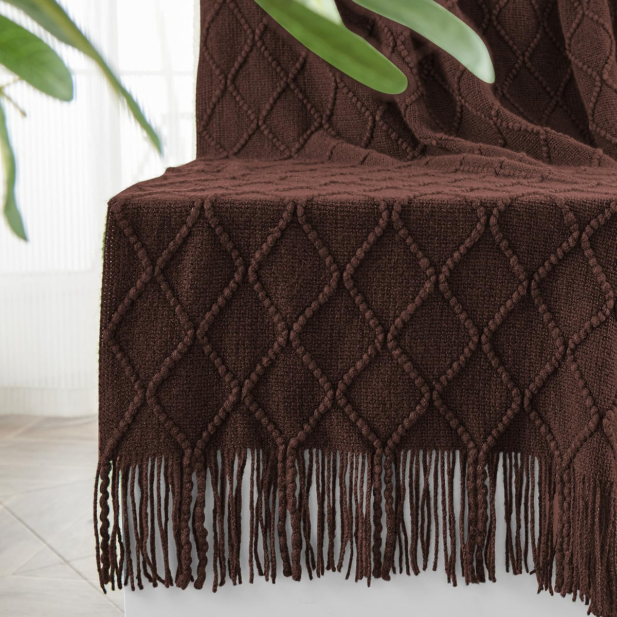 inhand Off White Knitted Throw Blanket for Couch and Bed, 50"x60"