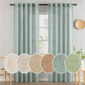 MIULEE Natural White Linen Curtains 52x90 Inch Long 2 Panels for Bedroom