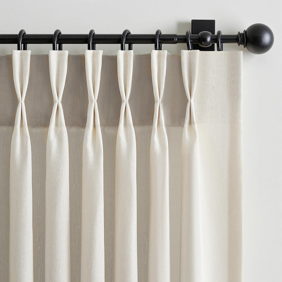 96 Inches Long Pinch Pleated Semi Sheer Curtains,Natural Linen Blended Light Filtering Window Curtains 96 Length for Living Room Bedroom Pinch Pleat Drapes with Hooks 2 Panels 72" Wx96 L