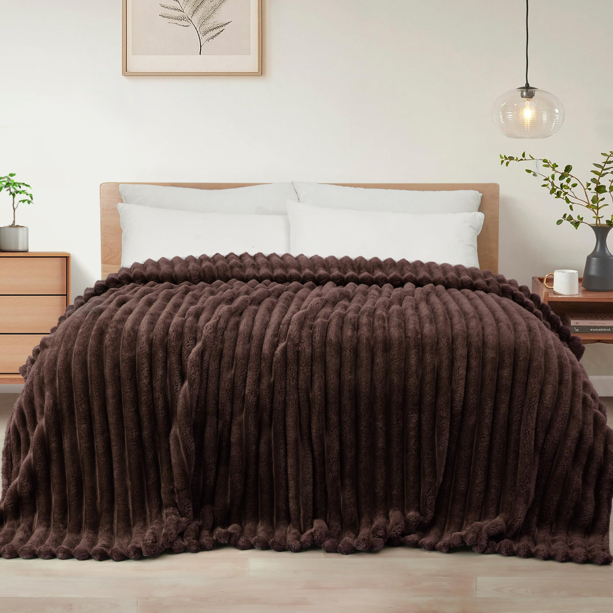 Exclusivo Mezcla Striped Fleece Throw Blanket for Couch, Sofa, Bed, 50"x60"