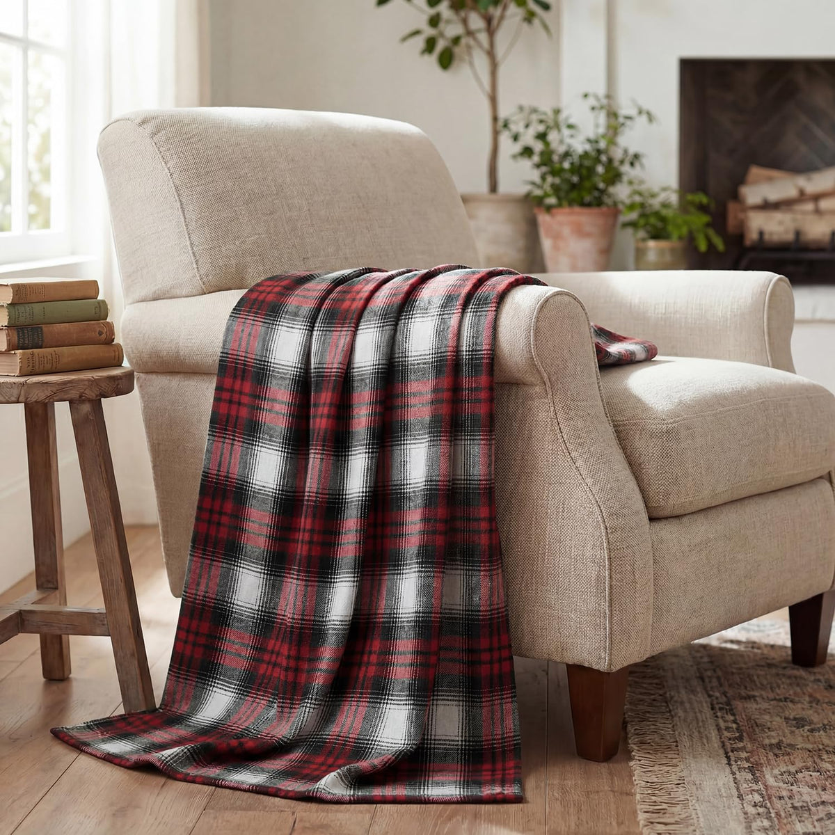 Horaldaily Rust Plaid Fall Decorative Throw Blanket 50x60