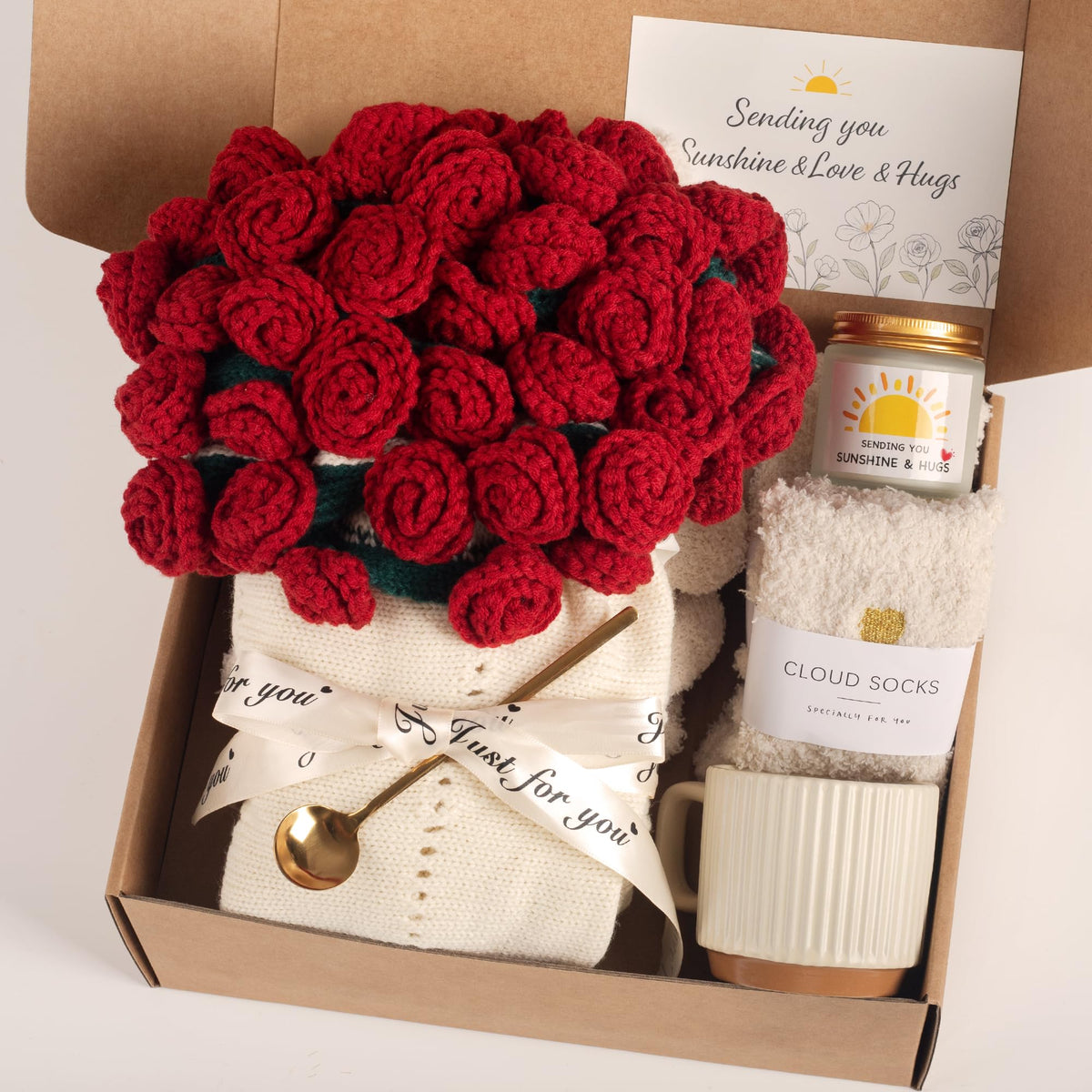 Care Package for Women, Flower Bouquet Blanket Gift Basket, Get Well Gifts for Women, Self Care Gifts, Thinking of You Gift, Birthday Gift for Mom Best Friend Sister