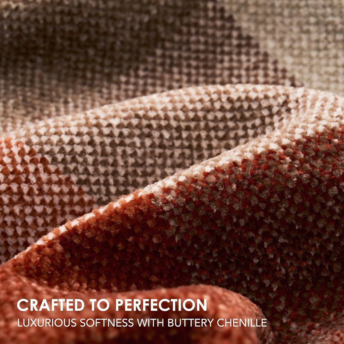 EverGrace Plaid Chenille Fall Throw Blanket, 50"x60", Harvest Orange Plaid