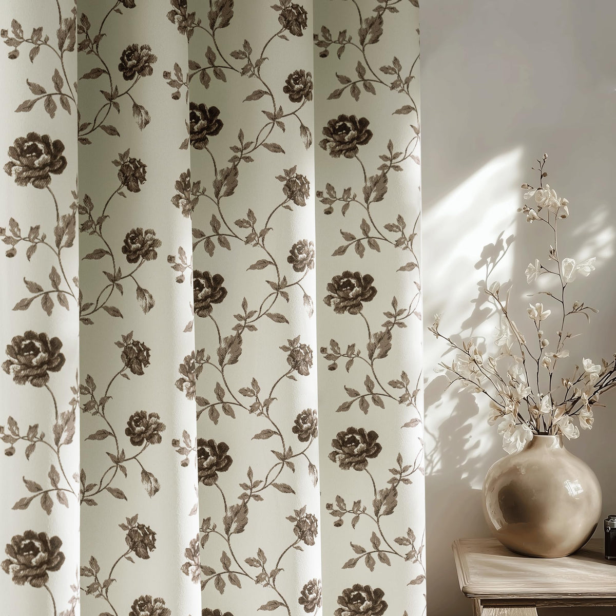 Beauoop Floral 100% Blackout Curtains for Bedroom Red Brown 52x84 2 Panels
