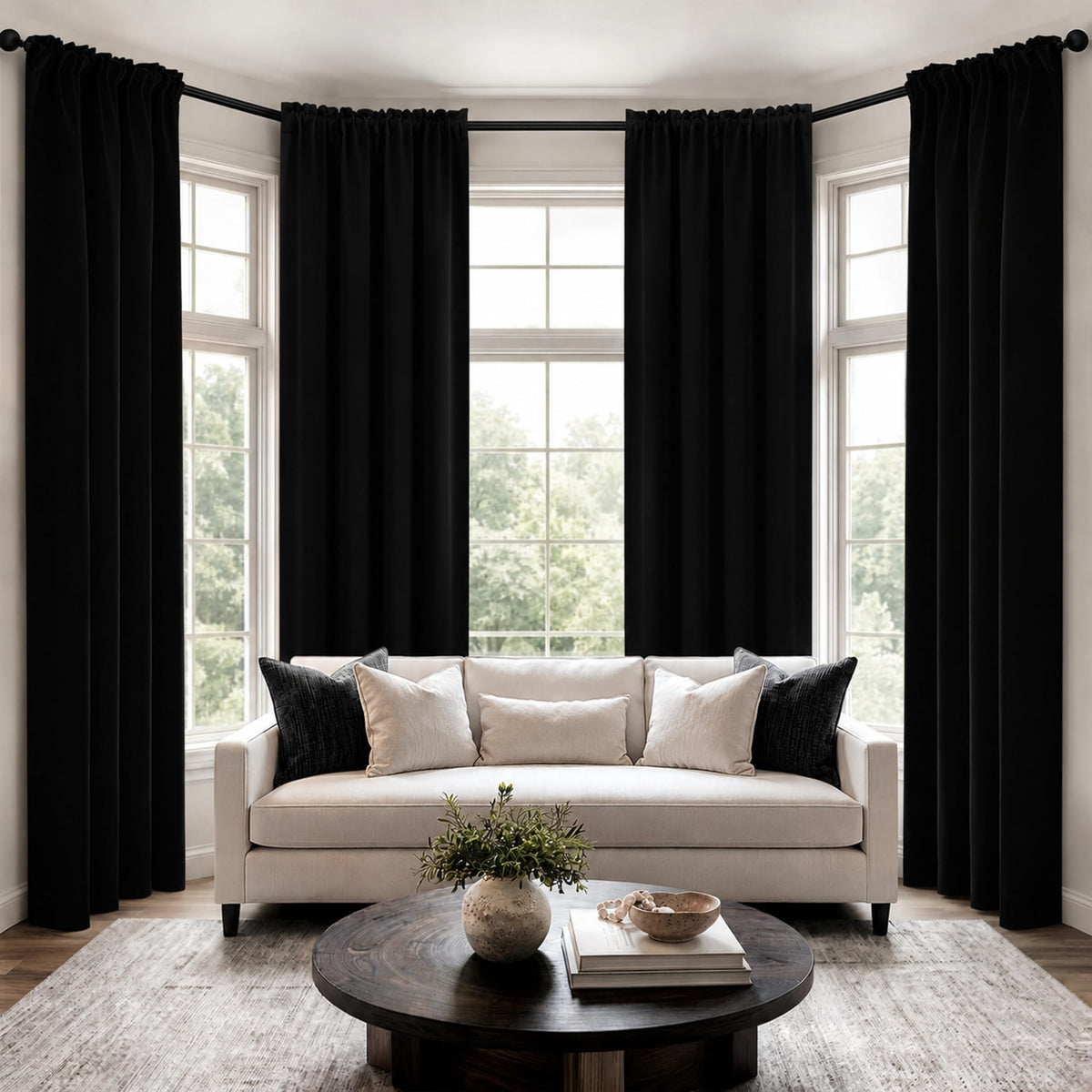 MIULEE Sage Green Blackout Curtains 63 Inch Length for Bedroom 4 Panels