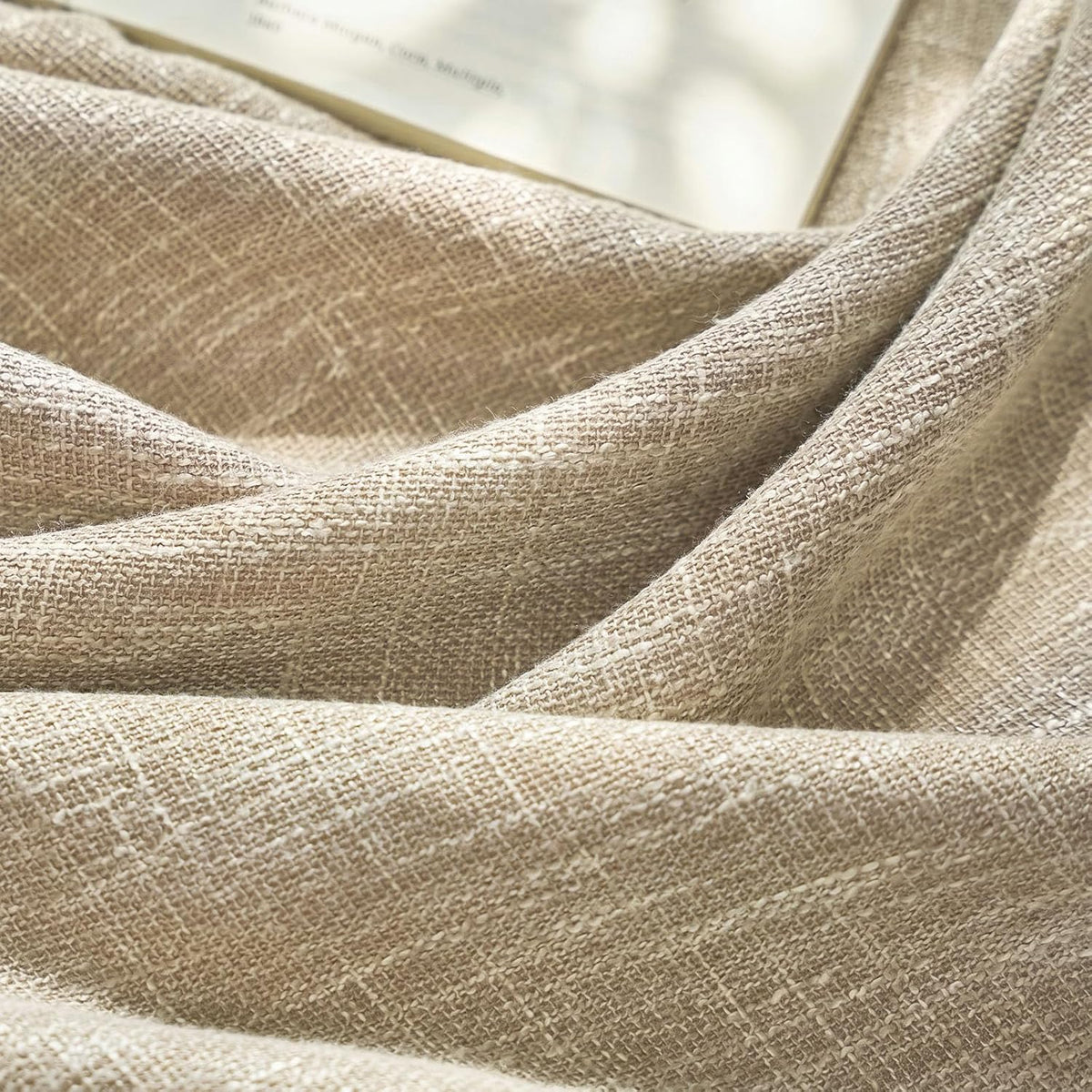 jinchan Burlap Look Curtains Blackout Curtains for Bedroom Lined Linen Textured Look Drapes for Living Room 84 Inches Long French Country Farmhouse Window 2 Panels Tan Drapes