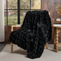 Lotus Karen Faux Fur Throw Blanket Cream White - Big Bubble Rabbit Fluff Blanket for Couch, Small Fluffy Fuzzy Cozy Blanket, Thick Furry Plush Shaggy Blankets, 50x60 Inches