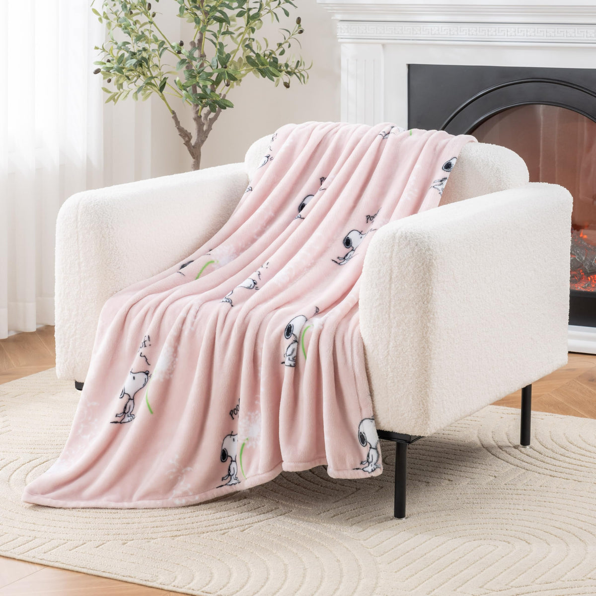 Berkshire Blanket Peanuts® VelvetLoft® Cute Character Snoopy Plush Throw Blanket,Peanuts Poses and Paws Grey,Throw 55 in x 70 in (Official Peanuts® Product)
