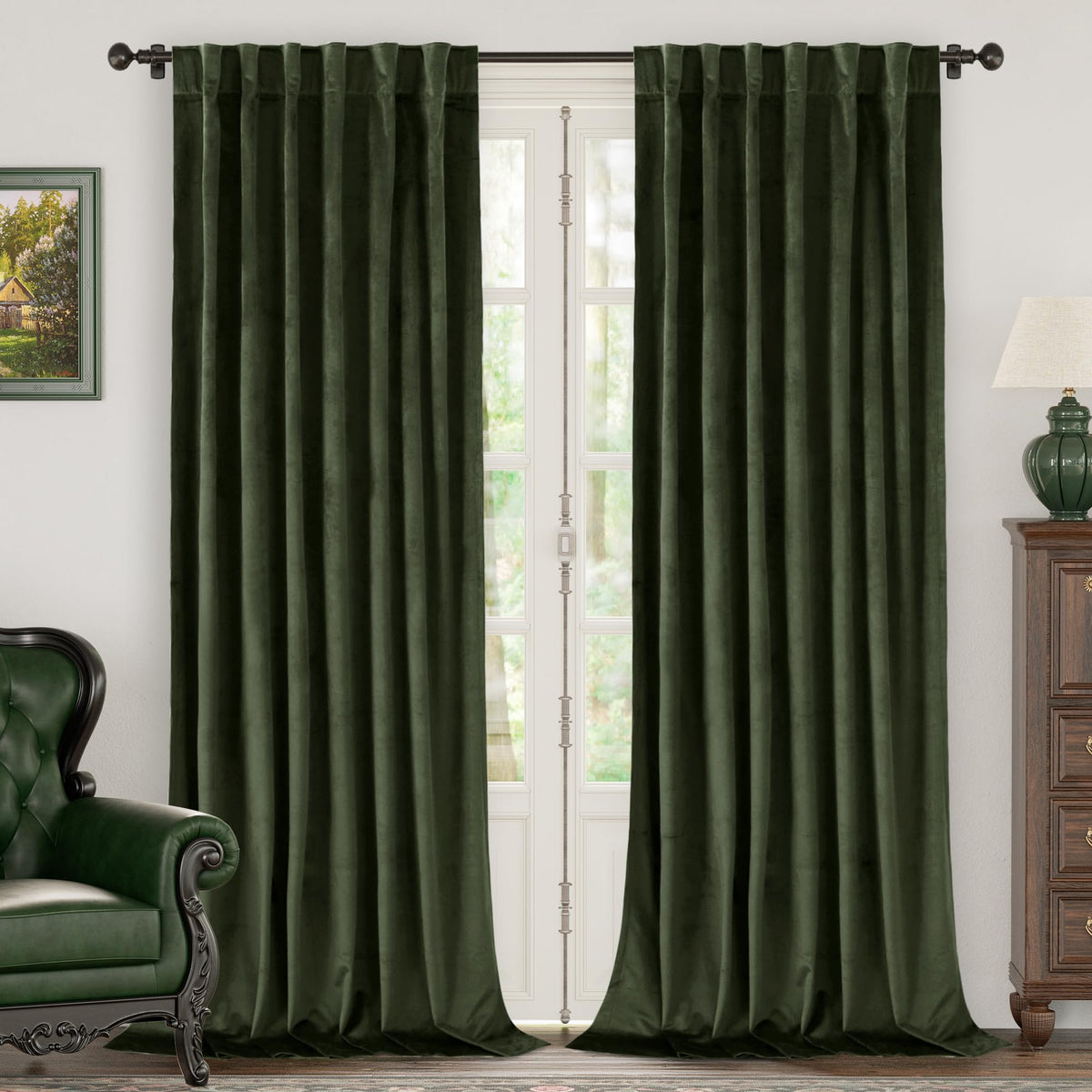 BGment Christmas Red Velvet Curtains 96 Inches for Living Room, Thermal Room Darkening Curtains Sound Reduce Drapes with Back Tab and Rod Pocket for French Door, 2 Panels, 52 x 96 Inch