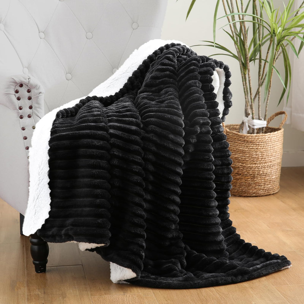 Burnt Orange Sherpa Fleece Throw Blanket 50”×60”Double-sided for Couch