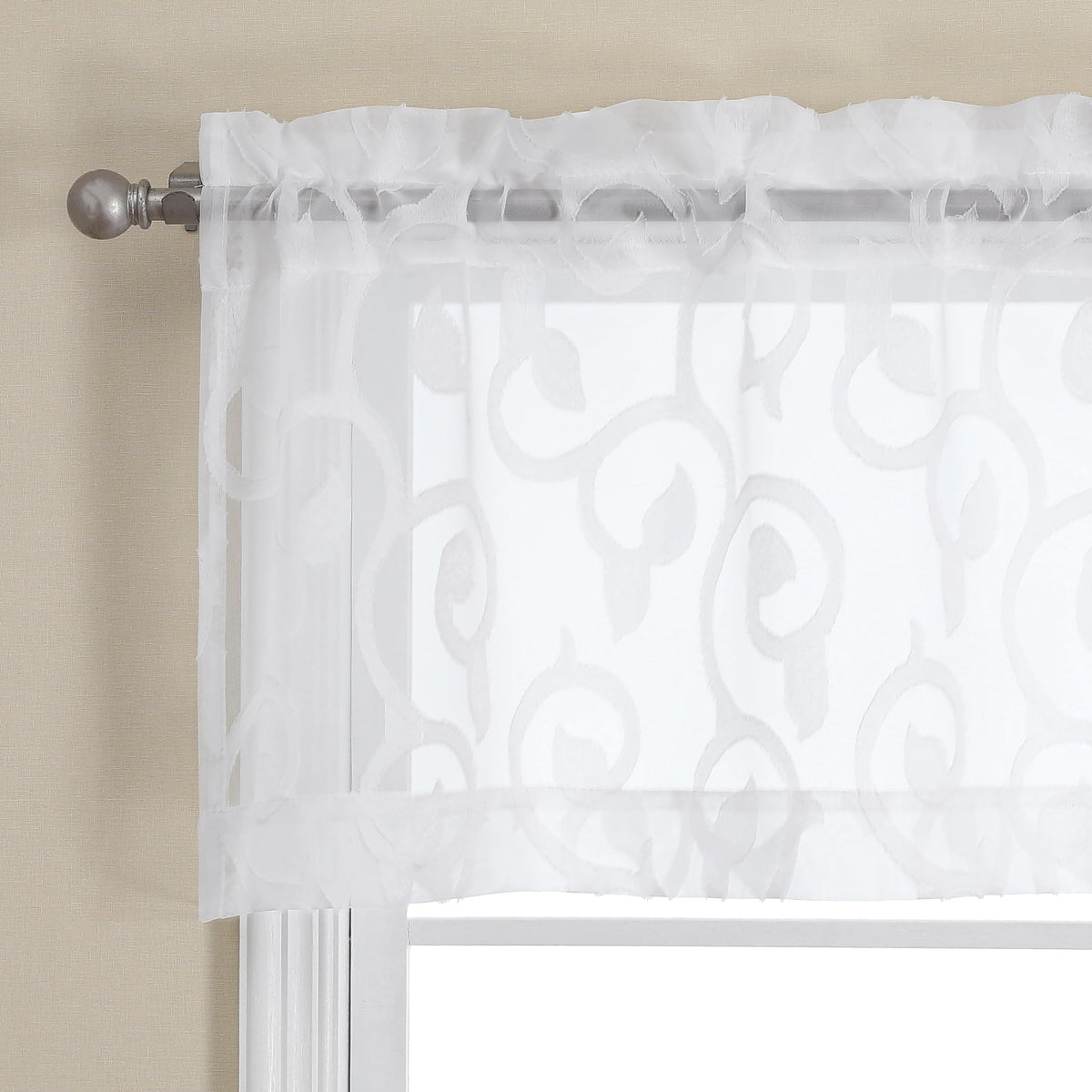 OWENIE Furman Ivory Sheer Curtains 84 inches Long for Bedroom Living Room 2 Panels Set, Jacquard Clip Light Filtering Semi Sheer Curtain Rod Pocket Window Drapes, 2 Pcs Each 40 W 84 L