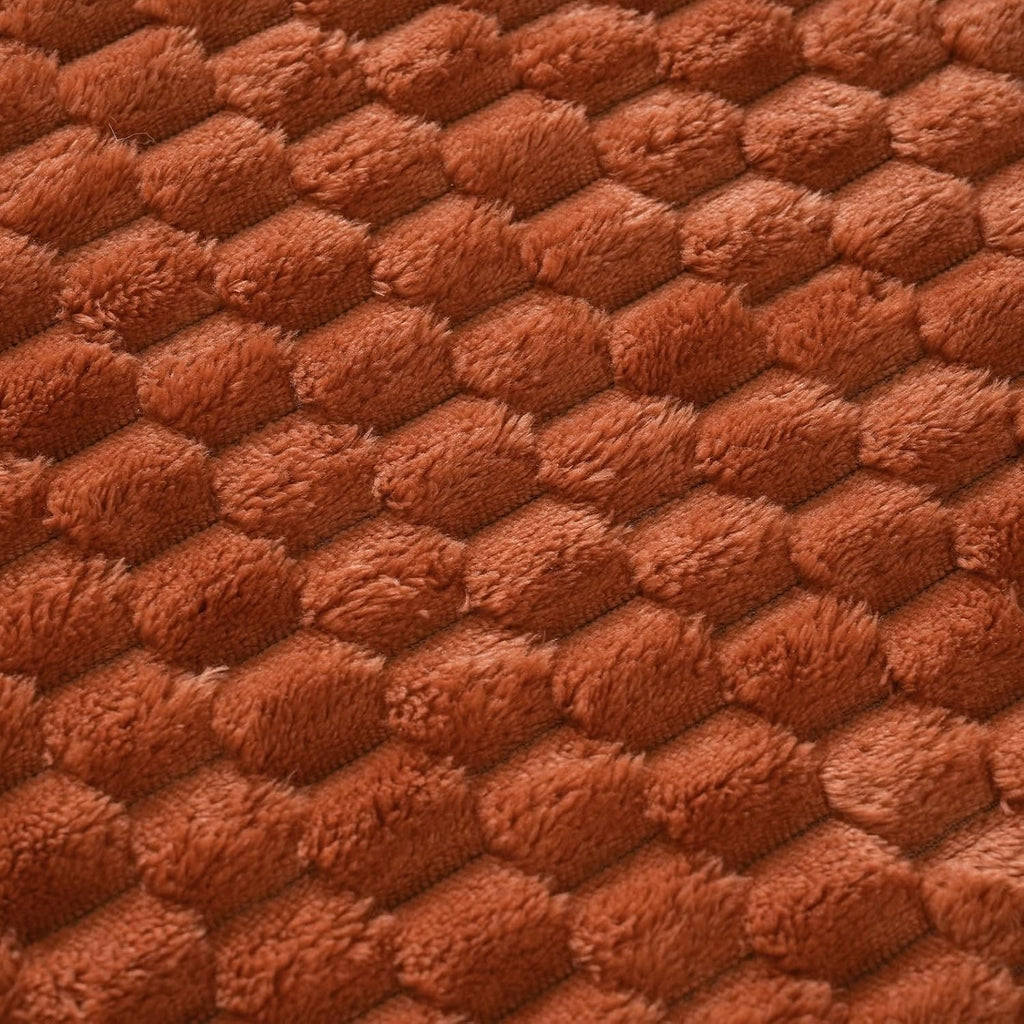 Puncuntex Burnt Orange Throw Blanket 50"×60" Fuzzy 3D Jacquard Decorative